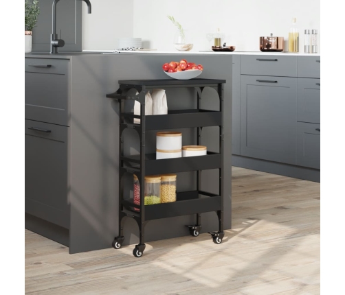 vidaXL virtuves ratiņi, melni, 53x20x76 cm, inženierijas koks