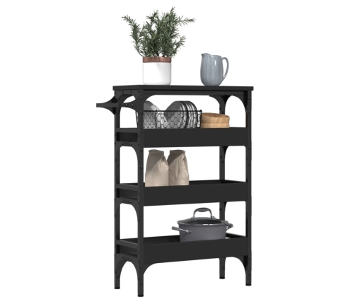 vidaXL virtuves ratiņi, melni, 53x20x76 cm, inženierijas koks