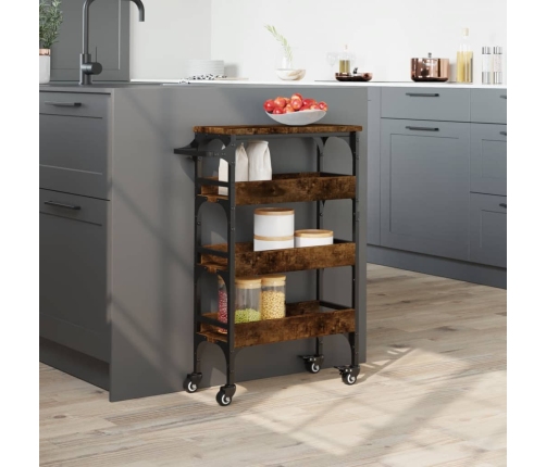 vidaXL virtuves ratiņi, ozolkoka krāsa, 53x20x76 cm, inženierijas koks