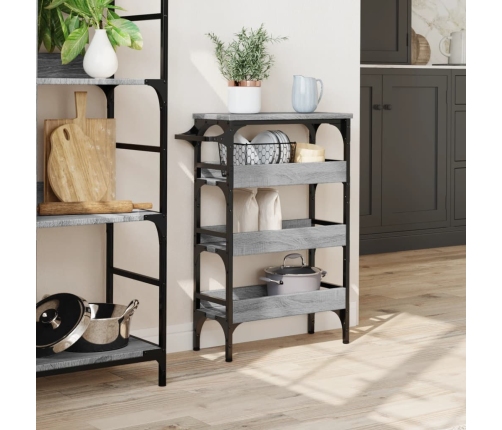 vidaXL virtuves ratiņi, pelēka koka, 53x20x76 cm, inženierijas koks