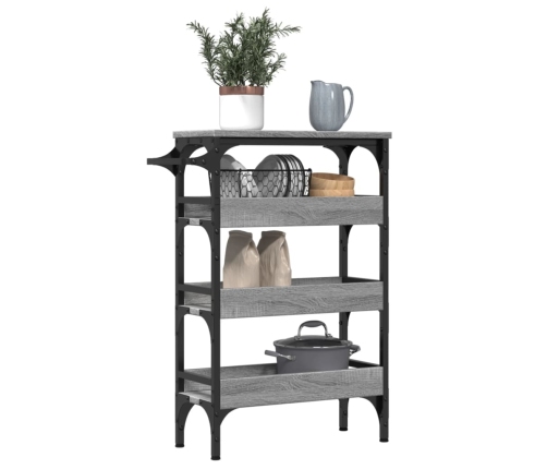 vidaXL virtuves ratiņi, pelēka koka, 53x20x76 cm, inženierijas koks