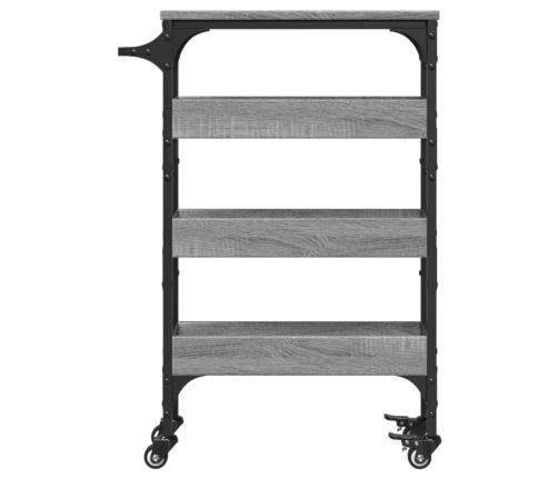 vidaXL virtuves ratiņi, pelēka koka, 53x20x76 cm, inženierijas koks