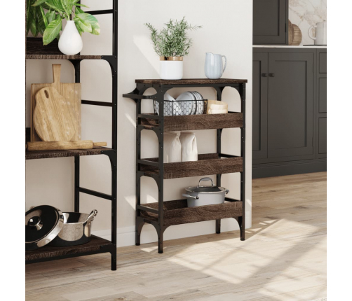 vidaXL virtuves ratiņi, brūna ozola, 53x20x76 cm, inženierijas koks