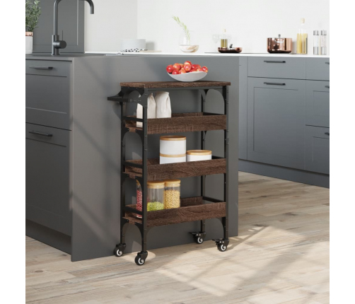 vidaXL virtuves ratiņi, brūna ozola, 53x20x76 cm, inženierijas koks