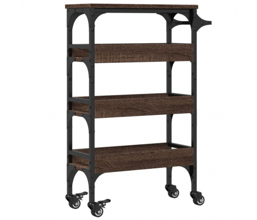 vidaXL virtuves ratiņi, brūna ozola, 53x20x76 cm, inženierijas koks