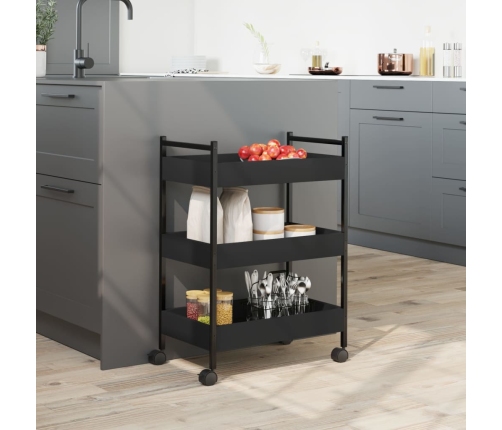 vidaXL virtuves ratiņi, melni, 50x30x70 cm, inženierijas koks