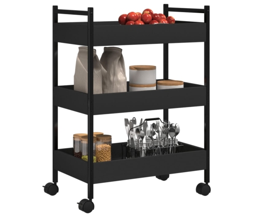 vidaXL virtuves ratiņi, melni, 50x30x70 cm, inženierijas koks