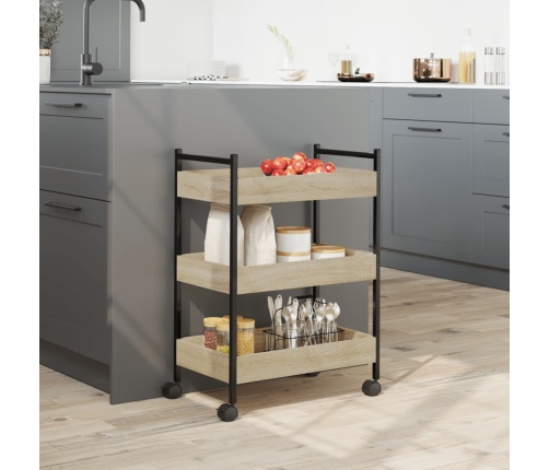 vidaXL virtuves ratiņi, ozolkoka krāsa, 50x30x70 cm, inženierijas koks