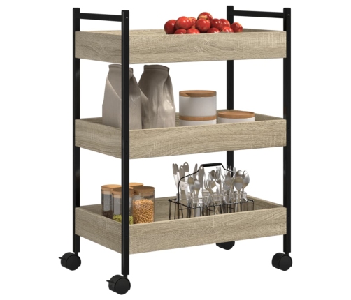 vidaXL virtuves ratiņi, ozolkoka krāsa, 50x30x70 cm, inženierijas koks