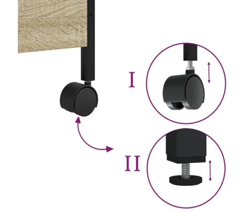 vidaXL virtuves ratiņi, ozolkoka krāsa, 50x30x70 cm, inženierijas koks