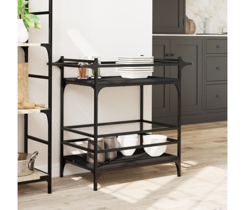 vidaXL virtuves ratiņi, melni, 82x40x78,5 cm, inženierijas koks