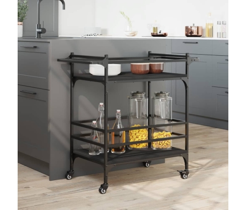 vidaXL virtuves ratiņi, melni, 82x40x78,5 cm, inženierijas koks