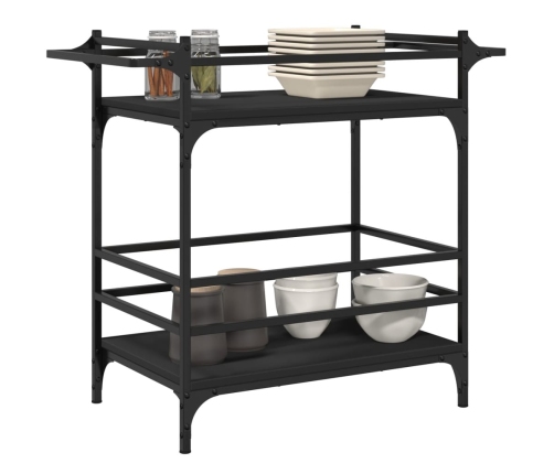 vidaXL virtuves ratiņi, melni, 82x40x78,5 cm, inženierijas koks