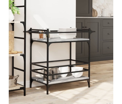 vidaXL virtuves ratiņi, pelēka koka, 82x40x78,5 cm, inženierijas koks