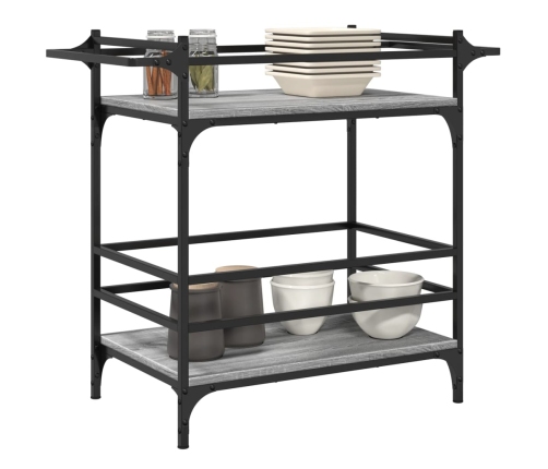 vidaXL virtuves ratiņi, pelēka koka, 82x40x78,5 cm, inženierijas koks