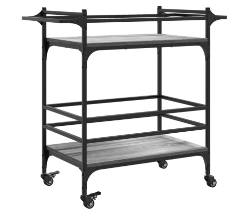 vidaXL virtuves ratiņi, pelēka koka, 82x40x78,5 cm, inženierijas koks