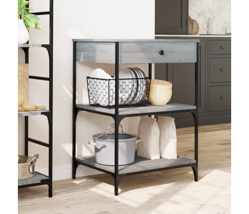 vidaXL virtuves ratiņi, pelēka koka, 60x48x89,5 cm, inženierijas koks