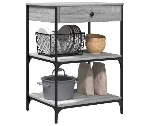 vidaXL virtuves ratiņi, pelēka koka, 60x48x89,5 cm, inženierijas koks