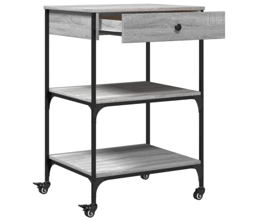 vidaXL virtuves ratiņi, pelēka koka, 60x48x89,5 cm, inženierijas koks