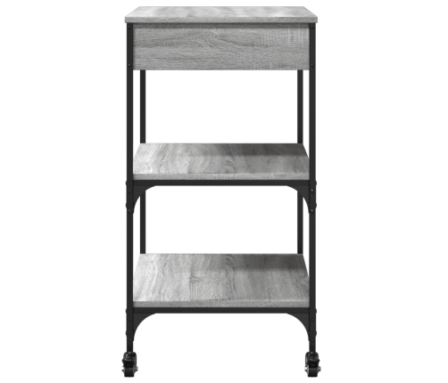 vidaXL virtuves ratiņi, pelēka koka, 60x48x89,5 cm, inženierijas koks