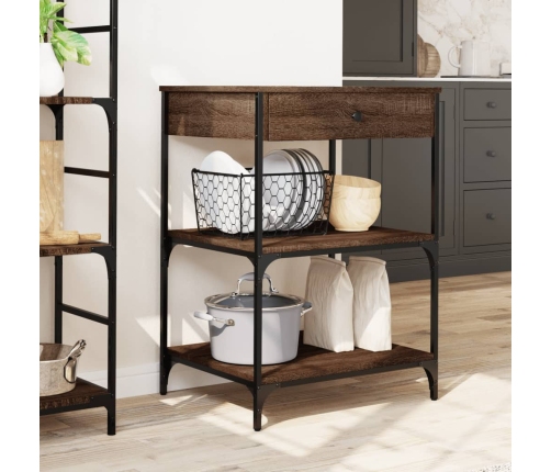 vidaXL virtuves ratiņi, ozolkoka krāsa, 60x45x80 cm, inženierijas koks