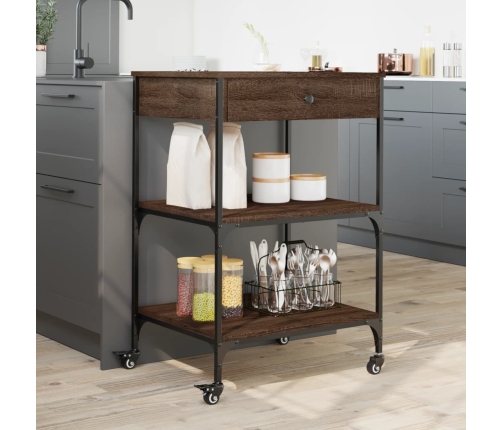 vidaXL virtuves ratiņi, ozolkoka krāsa, 60x45x80 cm, inženierijas koks