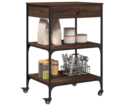 vidaXL virtuves ratiņi, ozolkoka krāsa, 60x45x80 cm, inženierijas koks