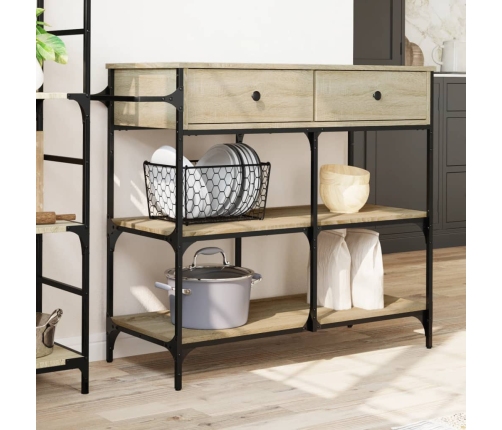 vidaXL virtuves ratiņi, ozola krāsa, 105x42x95 cm, inženierijas koks