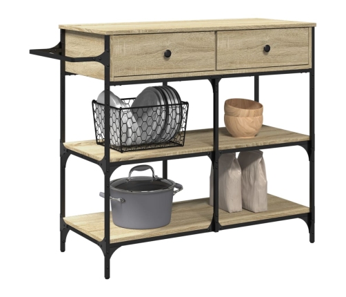 vidaXL virtuves ratiņi, ozola krāsa, 105x42x95 cm, inženierijas koks