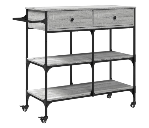 vidaXL virtuves ratiņi, pelēka koka, 105x42x95 cm, inženierijas koks