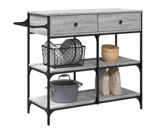 vidaXL virtuves ratiņi, pelēka koka, 105x42x95 cm, inženierijas koks