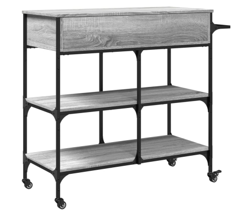 vidaXL virtuves ratiņi, pelēka koka, 105x42x95 cm, inženierijas koks