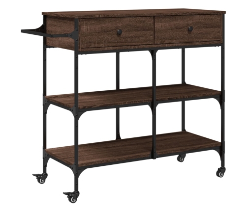 vidaXL virtuves ratiņi, brūni, 105x42x95 cm, inženierijas koks