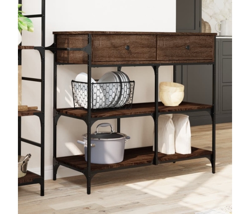 vidaXL virtuves ratiņi, brūni, 105x42x95 cm, inženierijas koks