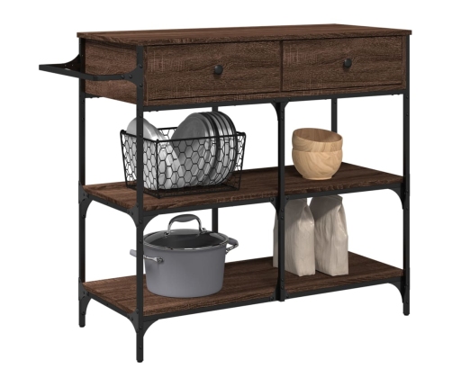 vidaXL virtuves ratiņi, brūni, 105x42x95 cm, inženierijas koks