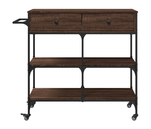 vidaXL virtuves ratiņi, brūni, 105x42x95 cm, inženierijas koks