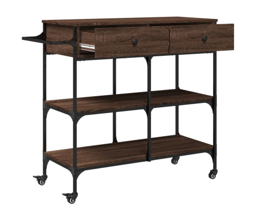 vidaXL virtuves ratiņi, brūni, 105x42x95 cm, inženierijas koks