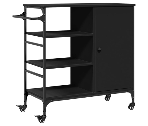 Virtuves Ratiņi, Melni, 87,5X38,5X84,5 Cm, Inženierijas Koks Vidaxl