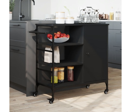 Virtuves Ratiņi, Melni, 87,5X38,5X84,5 Cm, Inženierijas Koks Vidaxl