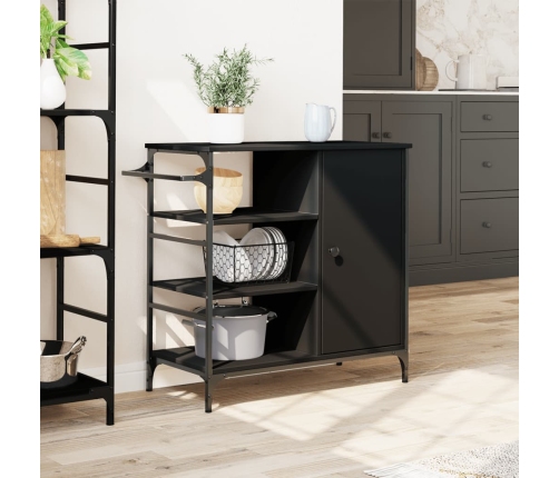 Virtuves Ratiņi, Melni, 87,5X38,5X84,5 Cm, Inženierijas Koks Vidaxl