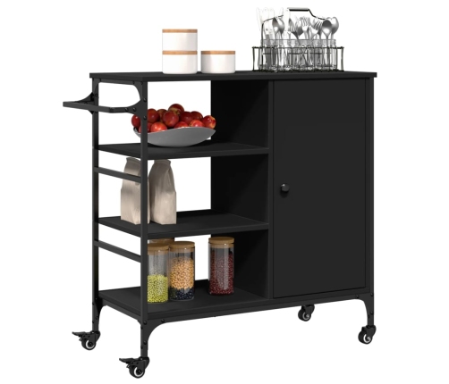 Virtuves Ratiņi, Melni, 87,5X38,5X84,5 Cm, Inženierijas Koks Vidaxl