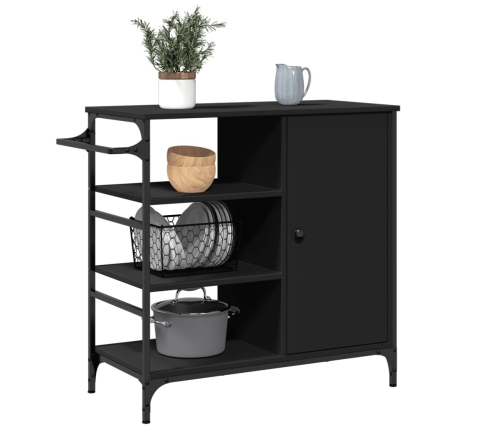 Virtuves Ratiņi, Melni, 87,5X38,5X84,5 Cm, Inženierijas Koks Vidaxl