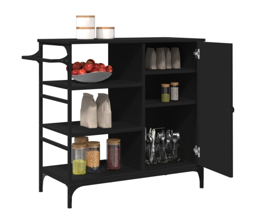 Virtuves Ratiņi, Melni, 87,5X38,5X84,5 Cm, Inženierijas Koks Vidaxl