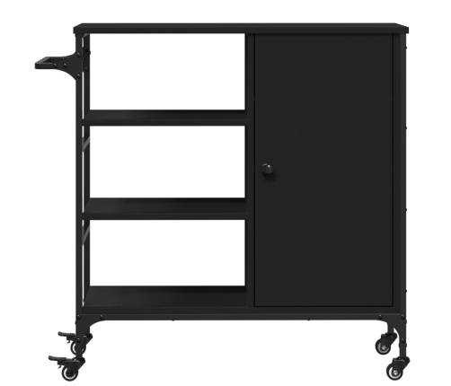 Virtuves Ratiņi, Melni, 87,5X38,5X84,5 Cm, Inženierijas Koks Vidaxl