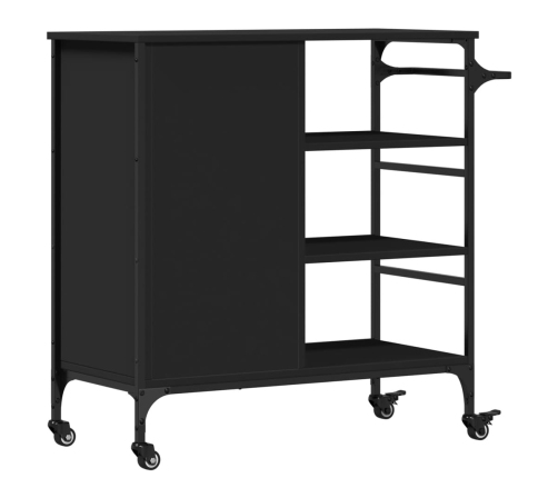 Virtuves Ratiņi, Melni, 87,5X38,5X84,5 Cm, Inženierijas Koks Vidaxl