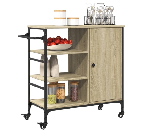 vidaXL virtuves ratiņi, ozola, 87,5x38,5x84,5 cm, inženierijas koks