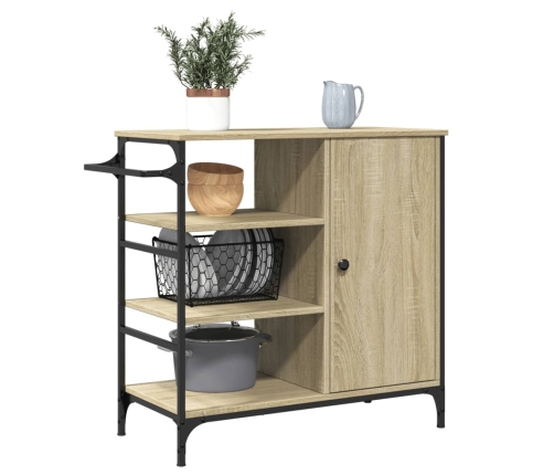 vidaXL virtuves ratiņi, ozola, 87,5x38,5x84,5 cm, inženierijas koks