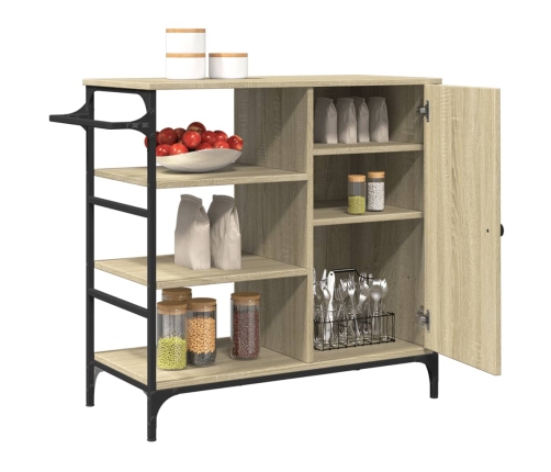 vidaXL virtuves ratiņi, ozola, 87,5x38,5x84,5 cm, inženierijas koks