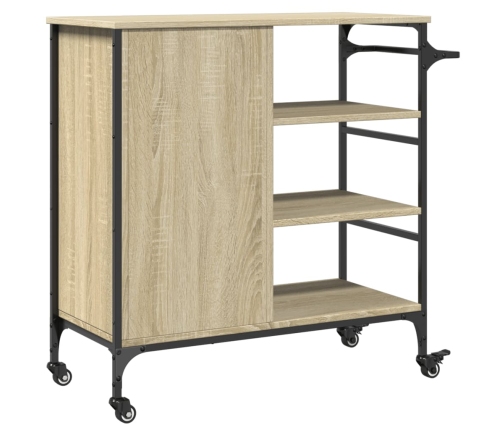 vidaXL virtuves ratiņi, ozola, 87,5x38,5x84,5 cm, inženierijas koks