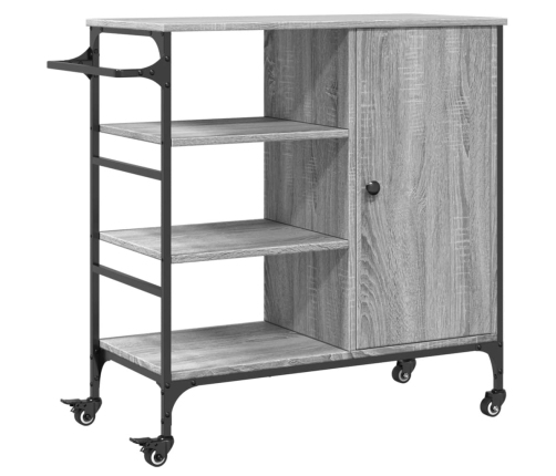 vidaXL virtuves ratiņi, pelēki, 87,5x38,5x84,5 cm, inženierijas koks